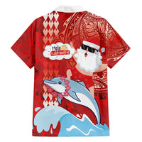 Hawaiian Mele Kalikimaka Family Matching Off Shoulder Short Dress and Hawaiian Shirt Funny Santa Riding Lei Dolphin with Kakau Tattoos - Polynesian Pride