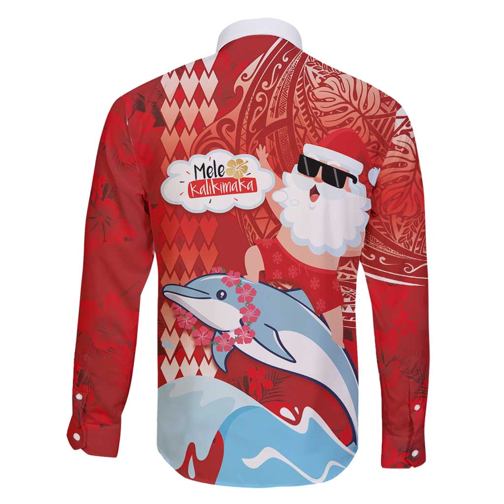 Hawaiian Mele Kalikimaka Family Matching Summer Maxi Dress and Hawaiian Shirt Funny Santa Riding Lei Dolphin with Kakau Tattoos - Polynesian Pride