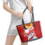 Hawaiian Mele Kalikimaka Leather Tote Bag Funny Santa Riding Lei Dolphin with Kakau Tattoos - Polynesian Pride
