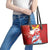 Hawaiian Mele Kalikimaka Leather Tote Bag Funny Santa Riding Lei Dolphin with Kakau Tattoos - Polynesian Pride
