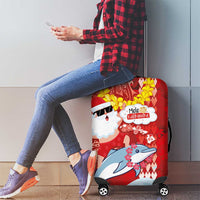 Hawaiian Mele Kalikimaka Luggage Cover Funny Santa Riding Lei Dolphin with Kakau Tattoos - Polynesian Pride