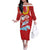 Hawaiian Mele Kalikimaka Off The Shoulder Long Sleeve Dress Funny Santa Riding Lei Dolphin with Kakau Tattoos - Polynesian Pride