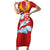 Hawaiian Mele Kalikimaka Short Sleeve Bodycon Dress Funny Santa Riding Lei Dolphin with Kakau Tattoos - Polynesian Pride