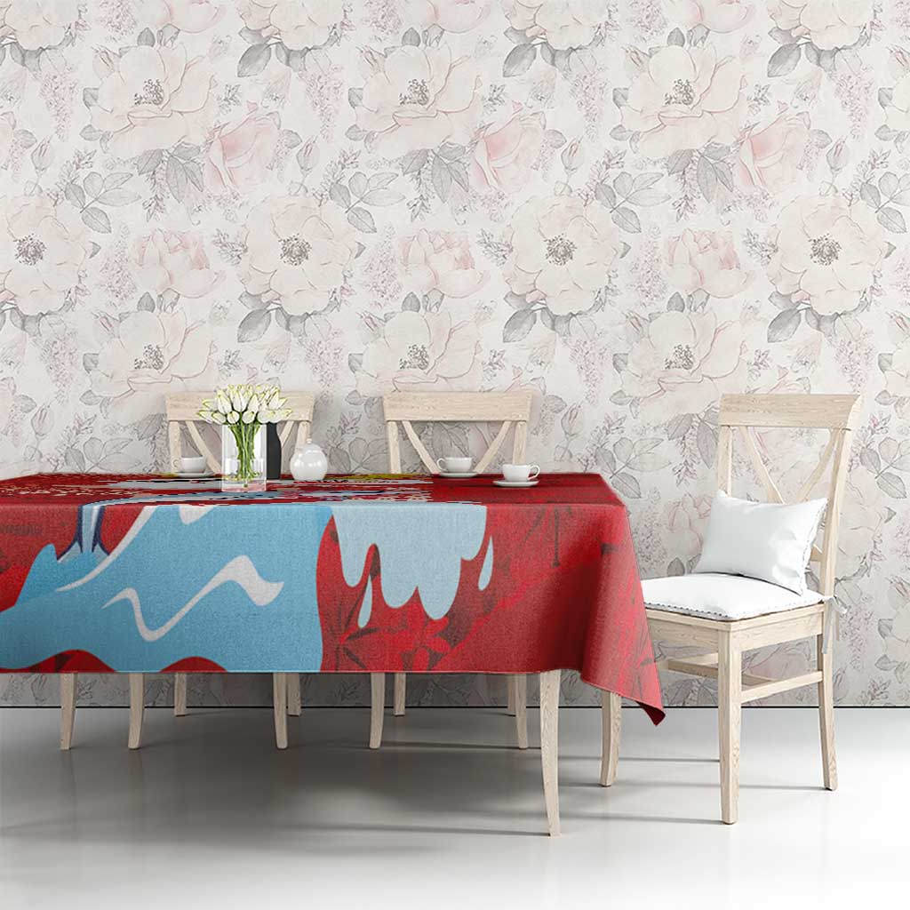 Hawaiian Mele Kalikimaka Tablecloth Funny Santa Riding Lei Dolphin with Kakau Tattoos - Polynesian Pride