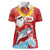 Hawaiian Mele Kalikimaka Women Polo Shirt Funny Santa Riding Lei Dolphin with Kakau Tattoos - Polynesian Pride