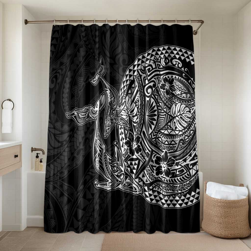 Hawaiian Whales Polynesian Art Motifs Bathroom Set Black Color - Polynesian Pride