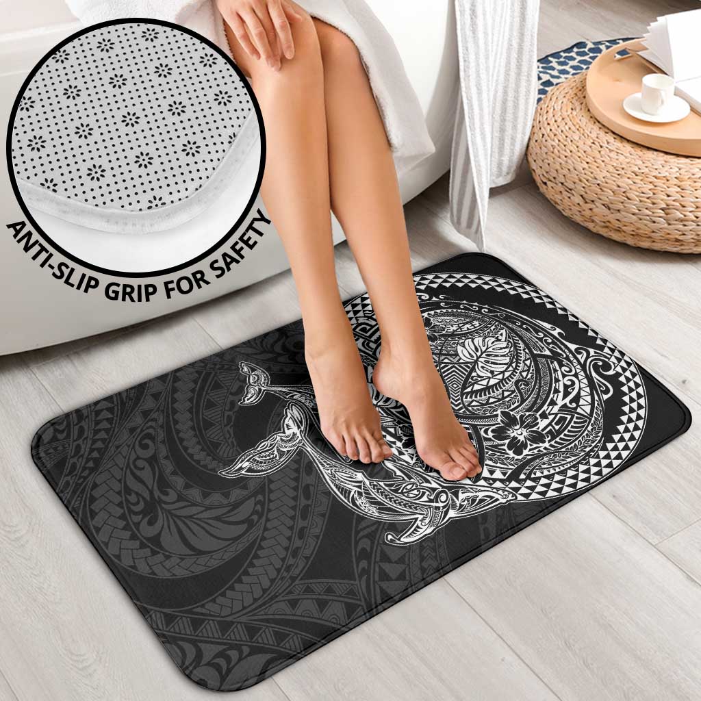 Hawaiian Whales Polynesian Art Motifs Bathroom Set Black Color - Polynesian Pride