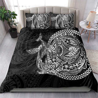 Hawaiian Whales Polynesian Art Motifs Bedding Set Black Color - Polynesian Pride