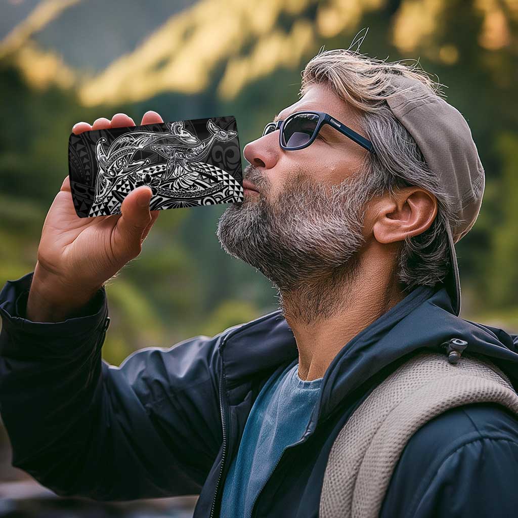 Hawaiian Whales Polynesian Art Motifs 4 in 1 Can Cooler Tumbler Black Color - Polynesian Pride