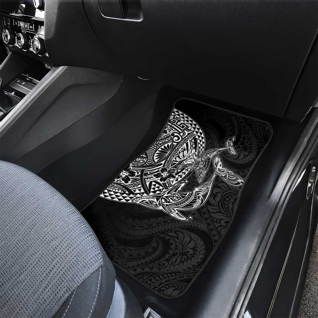 Hawaiian Whales Polynesian Art Motifs Car Mats Black Color - Polynesian Pride