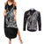 Hawaiian Whales Polynesian Art Motifs Couples Matching Summer Maxi Dress and Long Sleeve Button Shirt Black Color - Polynesian Pride