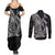 Hawaiian Whales Polynesian Art Motifs Couples Matching Summer Maxi Dress and Long Sleeve Button Shirt Black Color - Polynesian Pride