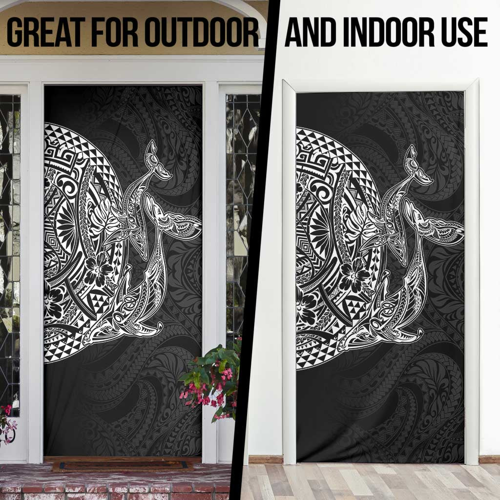 Hawaiian Whales Polynesian Art Motifs Door Cover Black Color - Polynesian Pride