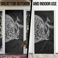 Hawaiian Whales Polynesian Art Motifs Door Cover Black Color - Polynesian Pride