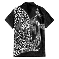 Hawaiian Whales Polynesian Art Motifs Family Matching Puletasi and Hawaiian Shirt Black Color - Polynesian Pride