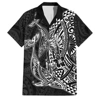 Hawaiian Whales Polynesian Art Motifs Family Matching Tank Maxi Dress and Hawaiian Shirt Black Color - Polynesian Pride