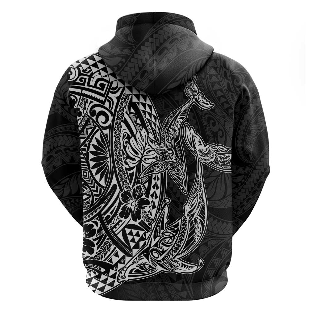 Hawaiian Whales Polynesian Art Motifs Hoodie Black Color - Polynesian Pride