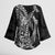 Hawaiian Whales Polynesian Art Motifs Kimono Sleeve Blouse Black Color - Polynesian Pride