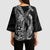 Hawaiian Whales Polynesian Art Motifs Kimono Sleeve Blouse Black Color - Polynesian Pride
