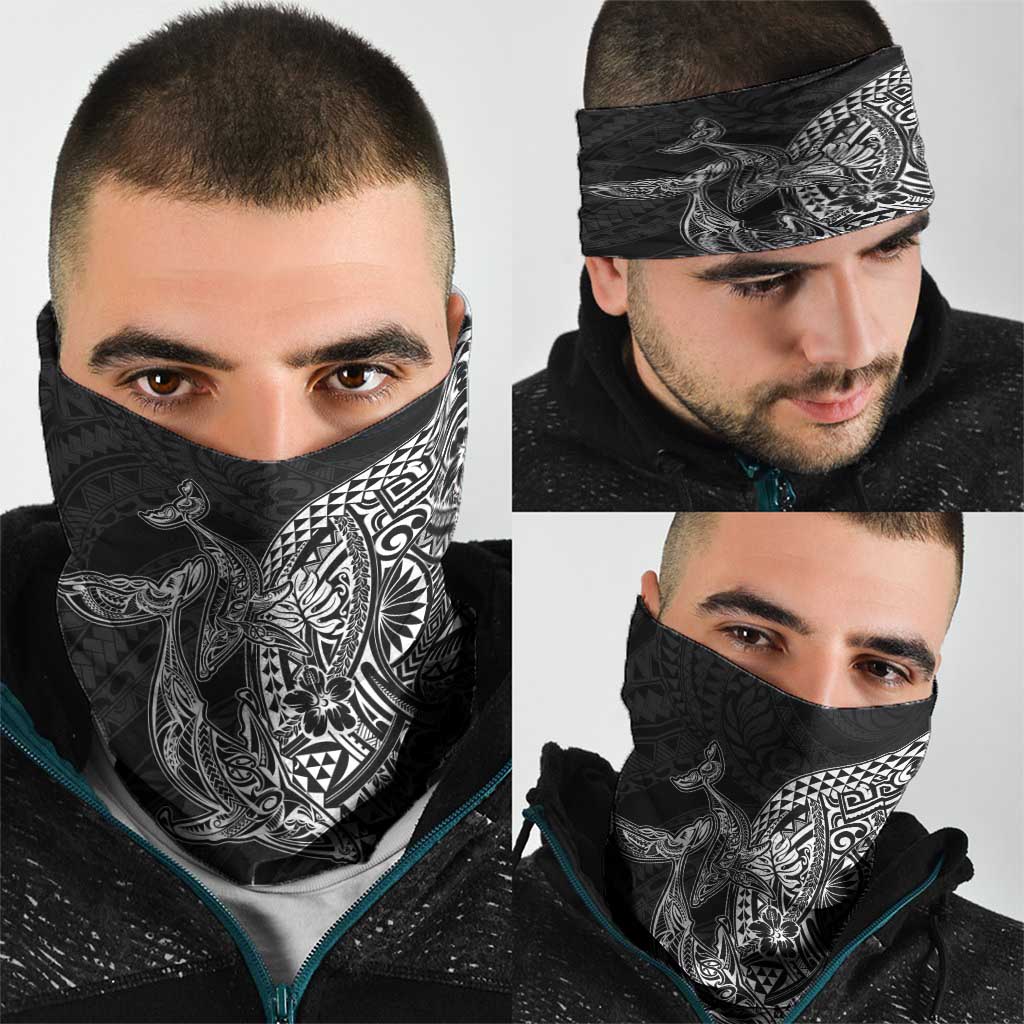 Hawaiian Whales Polynesian Art Motifs Neck Gaiter Black Color - Polynesian Pride