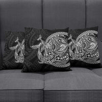 Hawaiian Whales Polynesian Art Motifs Pillow Cover Black Color - Polynesian Pride