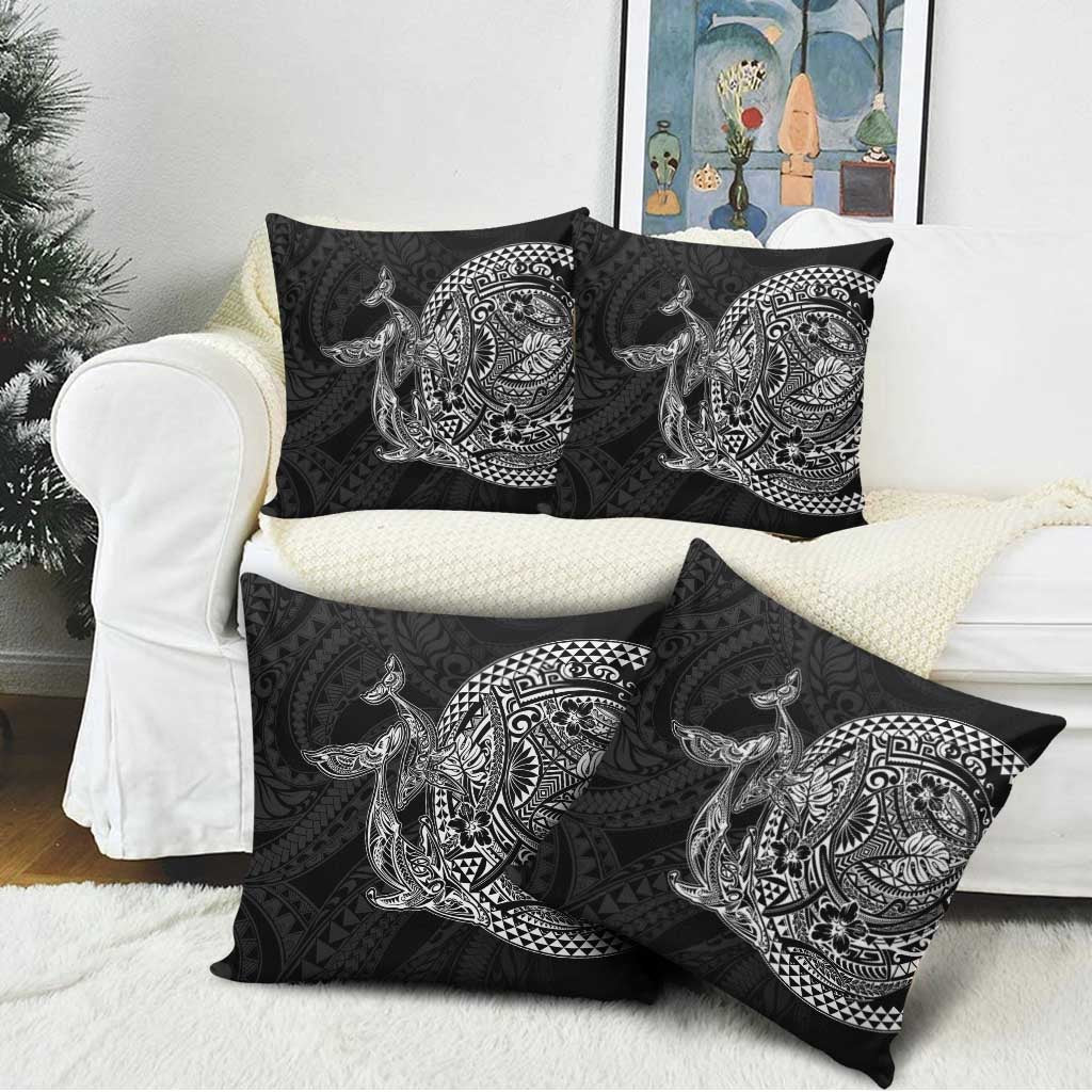 Hawaiian Whales Polynesian Art Motifs Pillow Cover Black Color - Polynesian Pride