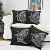 Hawaiian Whales Polynesian Art Motifs Pillow Cover Black Color - Polynesian Pride