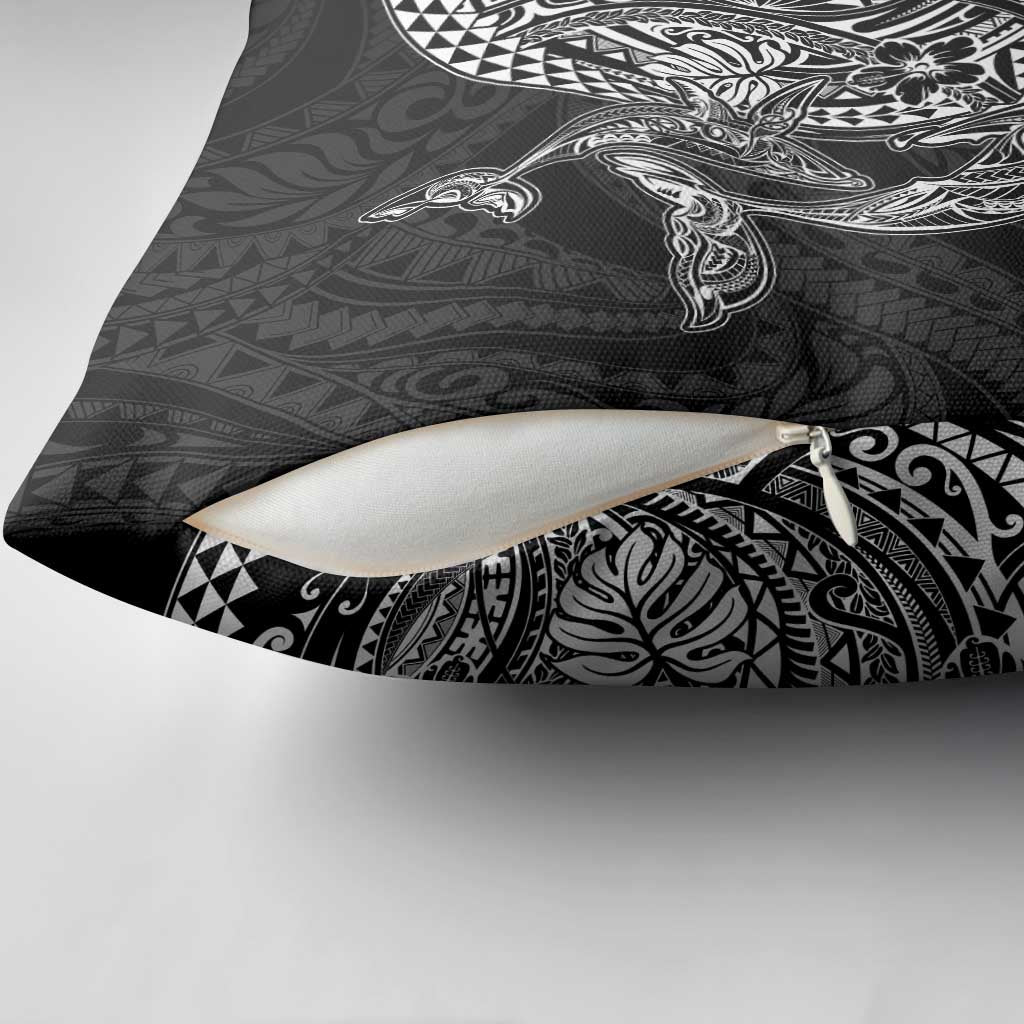 Hawaiian Whales Polynesian Art Motifs Pillow Cover Black Color - Polynesian Pride
