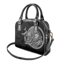 Hawaiian Whales Polynesian Art Motifs Shoulder Handbag Black Color - Polynesian Pride