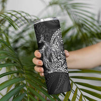 Hawaiian Whales Polynesian Art Motifs Skinny Tumbler Black Color - Polynesian Pride