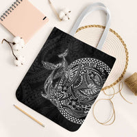 Hawaiian Whales Polynesian Art Motifs Tote Bag Black Color - Polynesian Pride