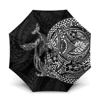 Hawaiian Whales Polynesian Art Motifs Umbrella Black Color - Polynesian Pride