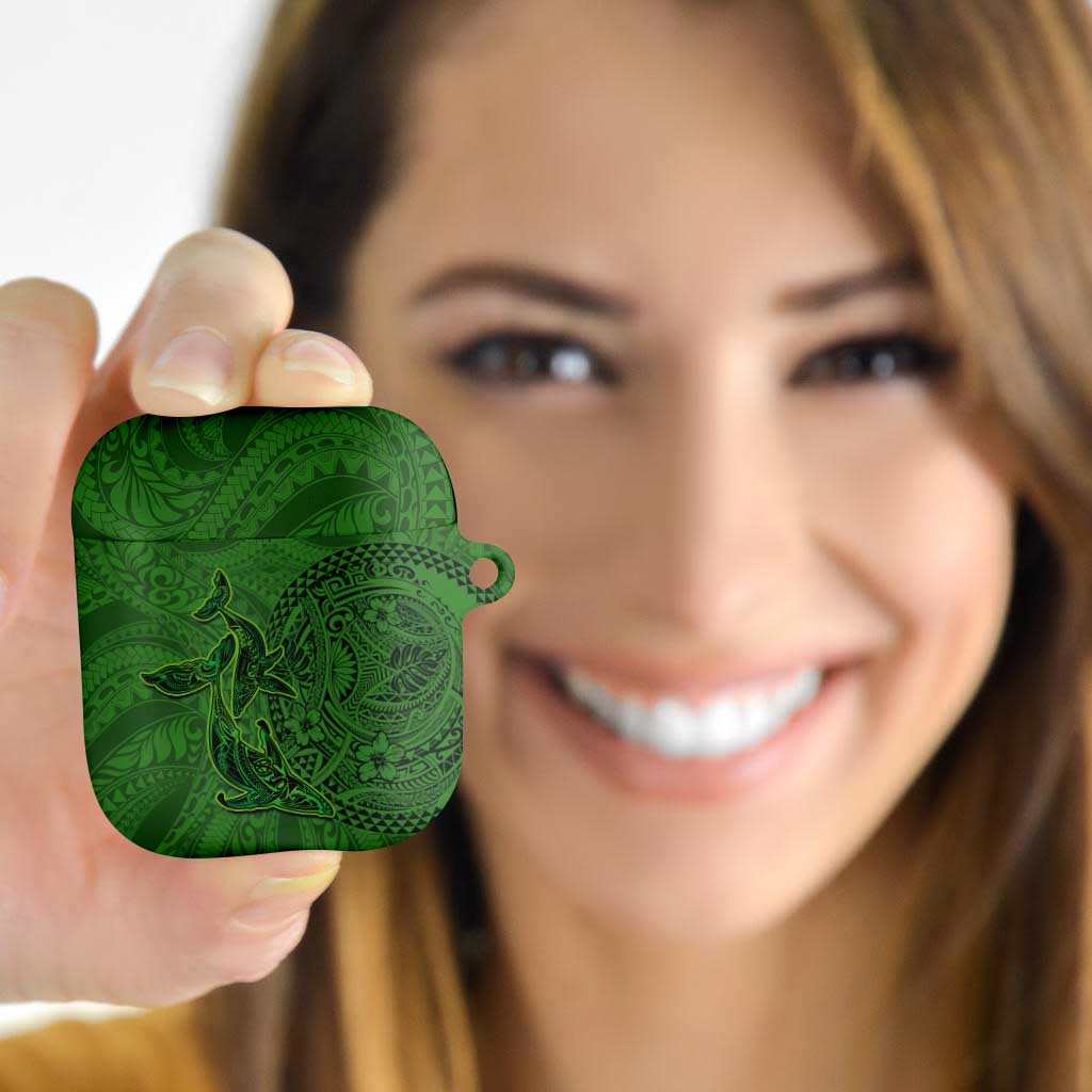 Hawaiian Whales Polynesian Art Motifs AirPods Case Green Color - Polynesian Pride