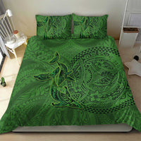 Hawaiian Whales Polynesian Art Motifs Bedding Set Green Color - Polynesian Pride