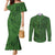 Hawaiian Whales Polynesian Art Motifs Couples Matching Mermaid Dress and Long Sleeve Button Shirt Green Color - Polynesian Pride