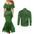 Hawaiian Whales Polynesian Art Motifs Couples Matching Mermaid Dress and Long Sleeve Button Shirt Green Color - Polynesian Pride