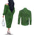 Hawaiian Whales Polynesian Art Motifs Couples Matching Off The Shoulder Long Sleeve Dress and Long Sleeve Button Shirt Green Color - Polynesian Pride