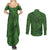 Hawaiian Whales Polynesian Art Motifs Couples Matching Summer Maxi Dress and Long Sleeve Button Shirt Green Color - Polynesian Pride