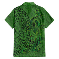 Hawaiian Whales Polynesian Art Motifs Family Matching Puletasi and Hawaiian Shirt Green Color - Polynesian Pride