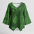 Hawaiian Whales Polynesian Art Motifs Kimono Sleeve Blouse Green Color - Polynesian Pride