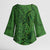 Hawaiian Whales Polynesian Art Motifs Kimono Sleeve Blouse Green Color - Polynesian Pride