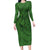Hawaiian Whales Polynesian Art Motifs Long Sleeve Bodycon Dress Green Color - Polynesian Pride