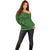 Hawaiian Whales Polynesian Art Motifs Off Shoulder Sweater Green Color - Polynesian Pride