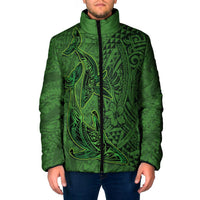 Hawaiian Whales Polynesian Art Motifs Padded Jacket Green Color - Polynesian Pride