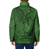 Hawaiian Whales Polynesian Art Motifs Padded Jacket Green Color - Polynesian Pride
