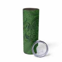 Hawaiian Whales Polynesian Art Motifs Skinny Tumbler Green Color - Polynesian Pride