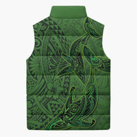 Hawaiian Whales Polynesian Art Motifs Sleeveless Puffer Jacket Green Color - Polynesian Pride
