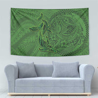 Hawaiian Whales Polynesian Art Motifs Tapestry Green Color - Polynesian Pride