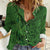 Hawaiian Whales Polynesian Art Motifs Women Casual Shirt Green Color - Polynesian Pride