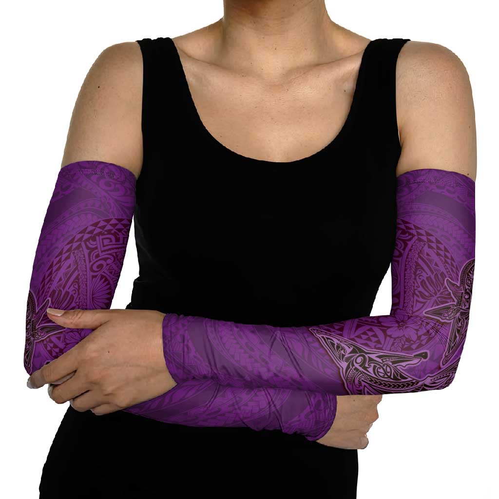 Hawaiian Whales Polynesian Art Motifs Arm Sleeves Purple Color - Polynesian Pride